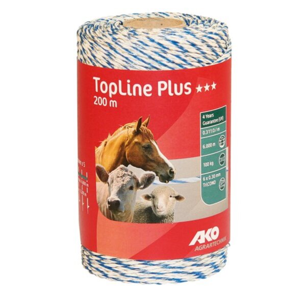 AKO Weidezaunlitze TopLine Plus weiß/blau 200m