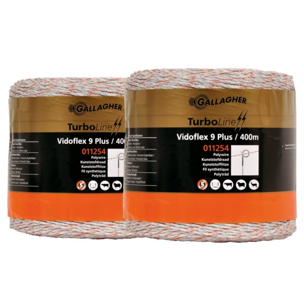 2x Gallagher Vidoflex 9 TurboLine Plus weiß 400m