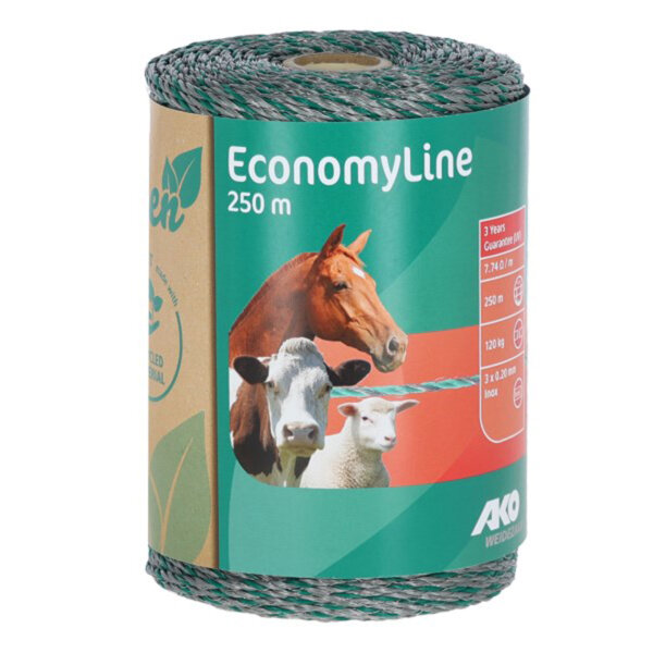 AKO Weidezaunlitze EconomyLine grün/grau 250m