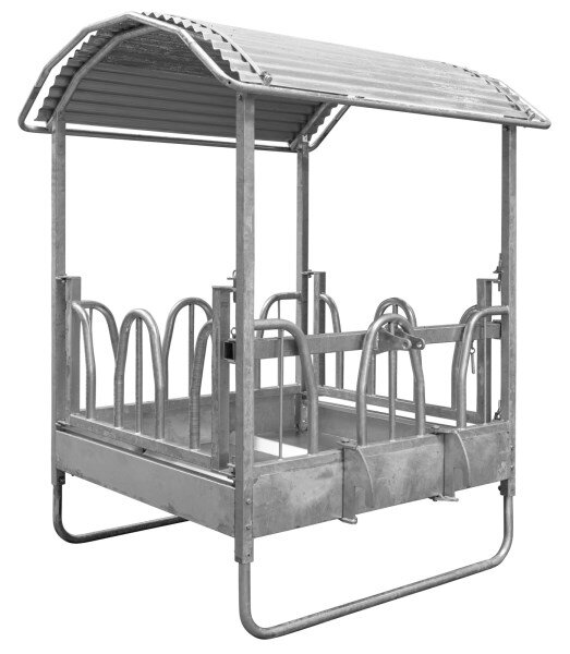 Viereckraufe Reiterlive Profi 8 Fressplätze  mit Dach u. Palisadenfressgitter für Pferd u. Rinder