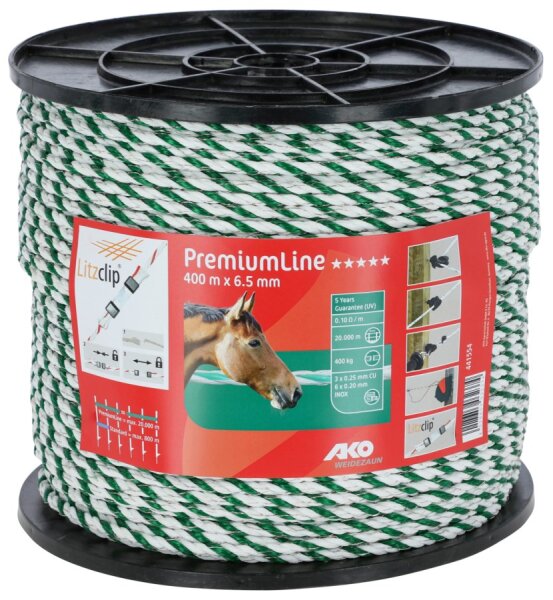 AKO Weidezaunseil PremiumLine weiß/grün 6,5mm x 400m